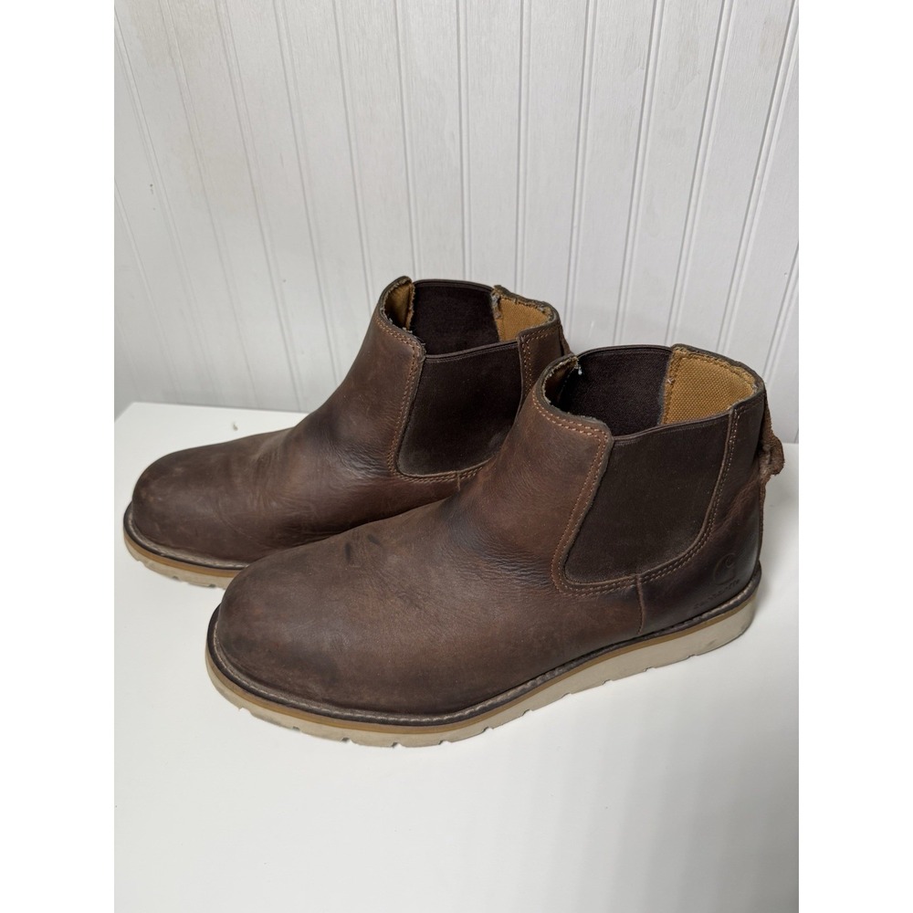 Carhartt Boots Mens 10.5 Brown‎ Wedge Chelsea Steel Toe Workwear